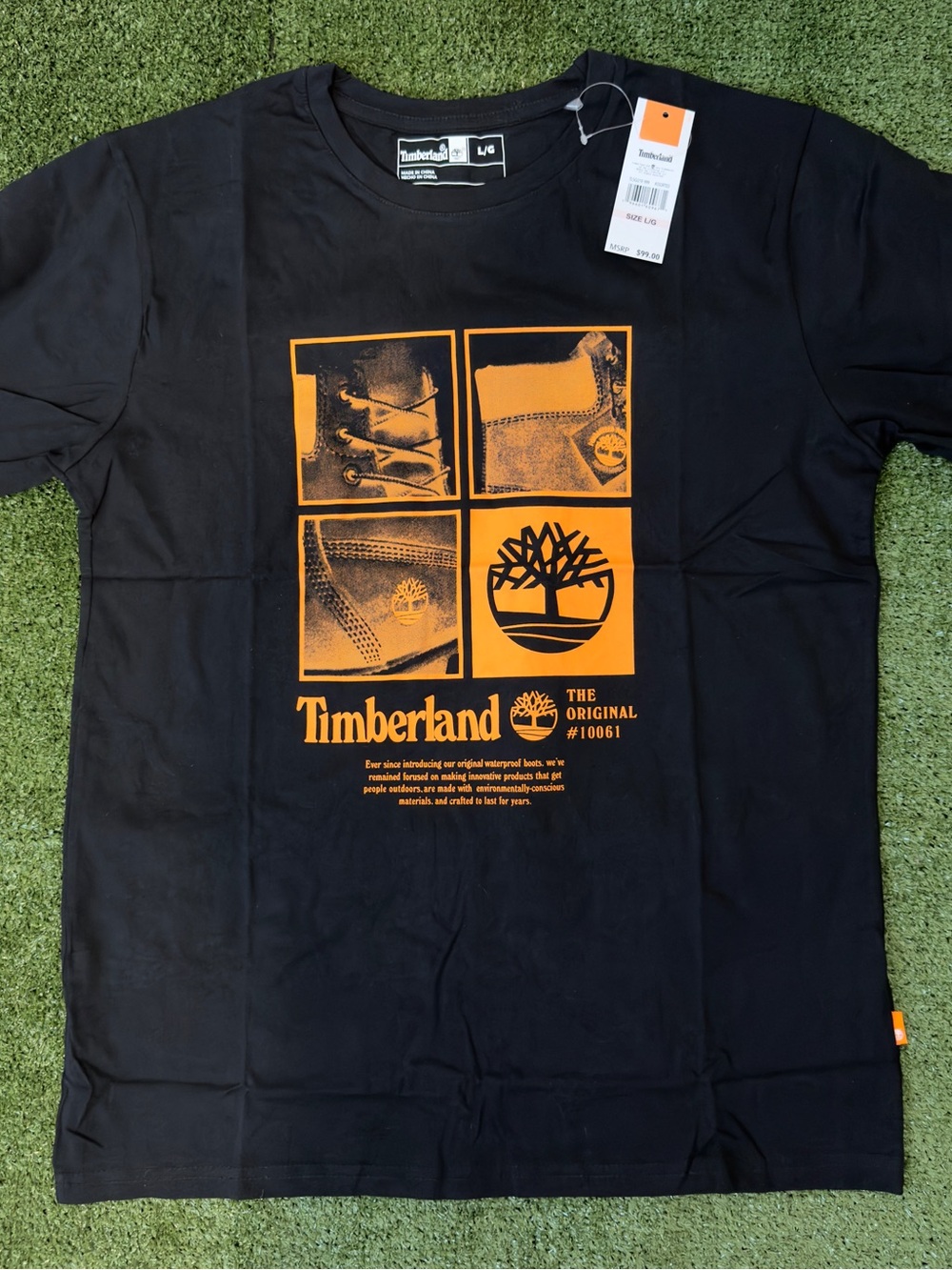 Timberland Black & Orange Logo Graphic Tee